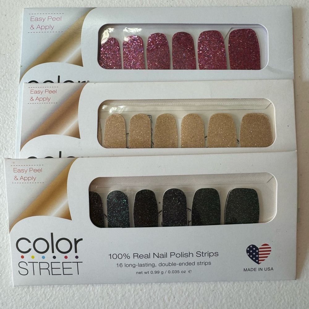 Glitter Color Street Nail Strips Bundle of 3
